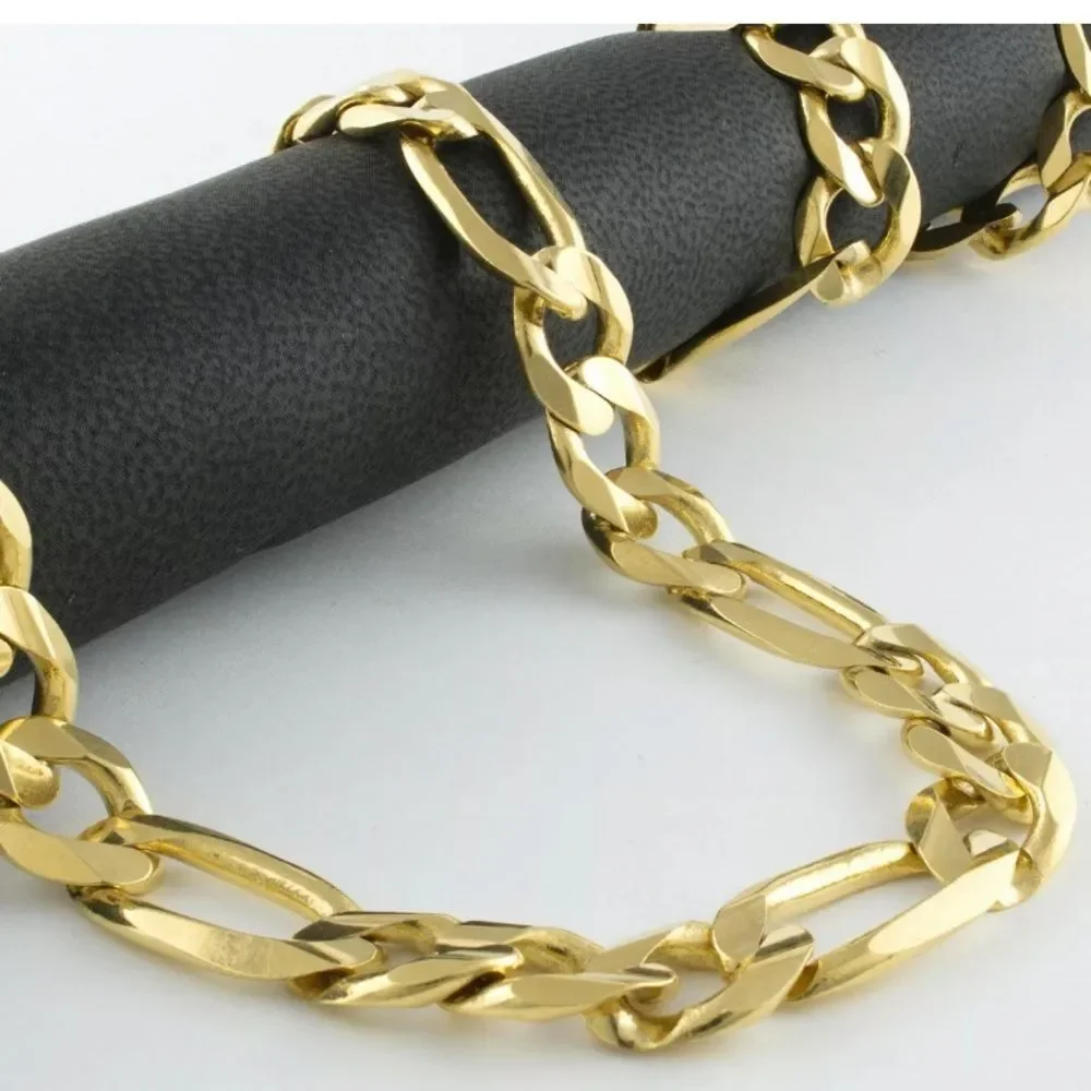 Real Solid Gold 10mm 20” Yellow Gold Figaro Chain - Picture 3 of 3